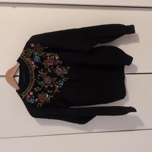 Trimmings Black Sweater With Sequin flower design Size M
